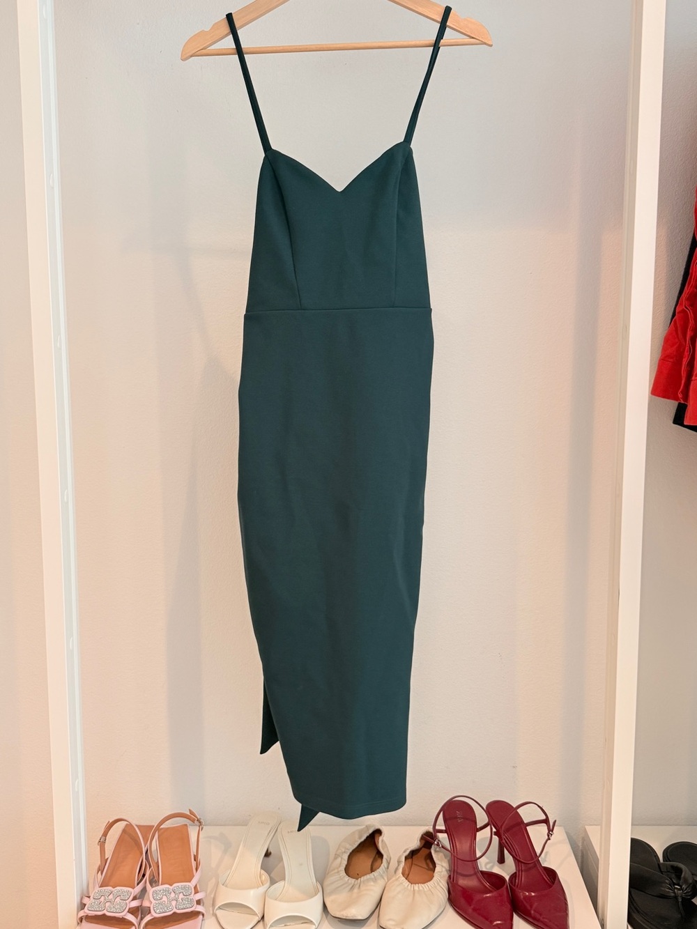 ASOS Emerald Green Spaghetti-Strap Midi Dress
